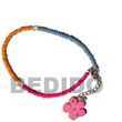 Natural Fuschia   Orange   Blue 2-3mm BFJ004AK Shell Beads Shell Jewelry Anklet