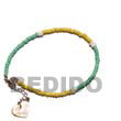 Natural Yellow Green 2-3mm Coco BFJ006AK Shell Beads Shell Jewelry Anklet