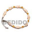 Natural 4-5mm Coco Pokalet Bleach BFJ007AK Shell Beads Shell Jewelry Anklet