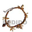 Natural Wood Beads With Dangling BFJ011AK Shell Beads Shell Jewelry Anklet