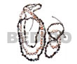3 Sets Floating Shell Necklaces & Bracelets - Paua Abalone /pink