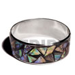 Natural laminated inlaid crazy cut paua stainless bangle