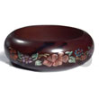 Natural Dark Walnut Tone Wooden Bangle with Hand Paint