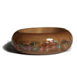 Golden Oak Tone Wooden Bangle Embossed metallic Hand