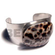 Natural Natural Hot Hippie 38mmx23mm Metal Cuff Bangle W/ 50mmx33mm Polished Oval Cowrie Tiger Shell Wooden Accessory Shell Products Shell Beads Shell Jewelry