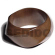 Twisted Natural Wood Chunky Bangle Mocca Brown