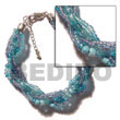 Natural 12 Rows Aqua Blue Twisted Glass Beads