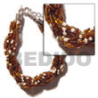 Natural 12 Rows Brown/white Twisted Glass Beads