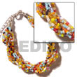 Natural 12 Rows Multicolored Twisted BFJ1042BR Shell Beads Shell Jewelry Glass Beads Bracelets