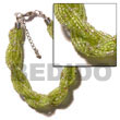 Natural 12 Rows Lime Green Twisted Glass Beads