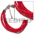 Natural 6 Rows Red Multi Layered Glass Beads