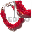 Natural 12 Rows Red Twisted Glass Beads