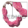 12 Rows Pink Twisted Glass Beads