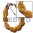 Natural 12 Rows Yellow Gold Twisted Glass Beads