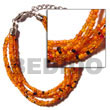 Natural 6 Rows Orange Multi Layered BFJ1057BR Shell Beads Shell Jewelry Glass Beads Bracelets