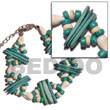 Natural 2 Rows Aqua Green Coco Indian Stick