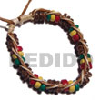 Natural 7-8mm Coco Pklt In Rasta Tone BFJ5271BR Shell Beads Shell Jewelry Coco Bracelets