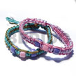 Natural Adjustable Wax Cord Macramae Natural Pair Bracelets