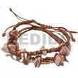 Adjustable Natural Macrame Bracelets Pair Shell