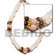 Natural Twisted Troca Rice Beads W/ Gold Metallic
