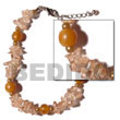 Natural Clear Stone Crystals In Brown BFJ703BR Shell Beads Shell Jewelry Bone Bracelets