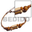 Natural Bamboo & Wood Beads Combi On BFJ791BR Shell Beads Shell Jewelry Wooden Bracelets