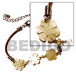 Natural 3 Small mother of pearl Flowers   Wax BFJ864BR Shell Beads Shell Jewelry Leather Bracelets