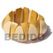 Natural Nangka And White Wood Elastic BFJ023BL Shell Beads Shell Jewelry Wooden Bangles