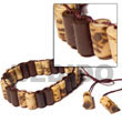 Natural Bamboo Natural   Brown Weave BFJ5060BR Shell Beads Shell Jewelry Wooden Bracelets