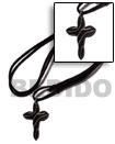 Natural Carved Carabao Horn Twisted Cross On Leather