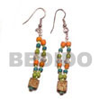 Natural Dangling Mahogany   2-3mm BFJ021ER Shell Beads Shell Jewelry Wooden Earrings