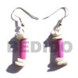 Natural Dangling Pink Wood Tube   BFJ269ER Shell Beads Shell Jewelry Wooden Earrings