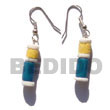 Natural Dangling Yellow/blue Wood Tube W/ Whiteclam