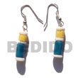 Natural Dangling Yello blue Wood BFJ289ER Shell Beads Shell Jewelry Wooden Earrings