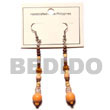 Natural Orange Dangling Wood Beads W/ Acrylic Crystals/2-3