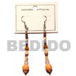 Natural Orange Dangling Wood Beads   BFJ381ER Shell Beads Shell Jewelry Wooden Earrings