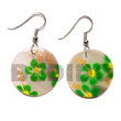 Natural Dangling 35mm Round BFJ5022ER Shell Beads Shell Jewelry Hand Painted Earrings