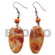 Natural Dangling 21x27mm Oval Orange BFJ5025ER Shell Beads Shell Jewelry Shell Earrings