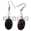 Natural Dangling 16x23mm Black Tab Oval Shell W/