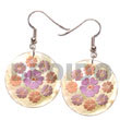 Natural 35mm Round mother of pearl   Floral BFJ5061ER Shell Beads Shell Jewelry Hand Painted Earrings