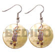 Natural 35mm Round mother of pearl   Embossed BFJ5063ER Shell Beads Shell Jewelry Hand Painted Earrings