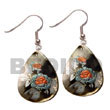 Natural 35mm Teardrop Blacklip   BFJ5069ER Shell Beads Shell Jewelry Hand Painted Earrings