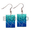 Natural 35mm X 25mm Rectangular Blue BFJ5079ER Shell Beads Shell Jewelry Hand Painted Earrings