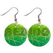 Natural 35mm Round Green Capiz W/ Handpainted Design