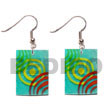 Natural 35mm X 25mm Rectangular Blue BFJ5082ER Shell Beads Shell Jewelry Hand Painted Earrings