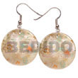 Natural 35mm Round hammer shell   BFJ5083ER Shell Beads Shell Jewelry Hand Painted Earrings