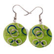 Natural 35mm Round Green Capiz   BFJ5085ER Shell Beads Shell Jewelry Hand Painted Earrings