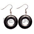 Natural Dangling 35mm Ring Black Horn BFJ5340ER Shell Beads Shell Jewelry Horn Earrings