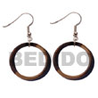 Natural Dangling 35mmx5mm Ring BFJ5342ER Shell Beads Shell Jewelry Wooden Earrings