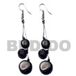 Natural Dangling 10mm & 15mm Black BFJ5464ER Shell Beads Shell Jewelry Coco Earrings